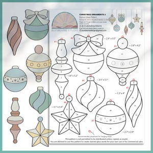 Christmas Ornament Patterns 3, Christmas Tree Ball Ornaments, Modern Suncatcher, Diy Stained Glass
