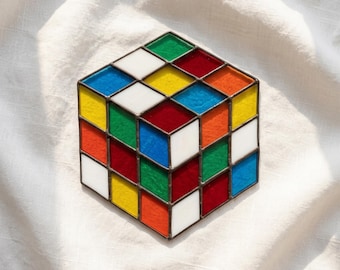 Rubik's Cube Pattern, Modern Suncatcher, Diy Stained Glass
