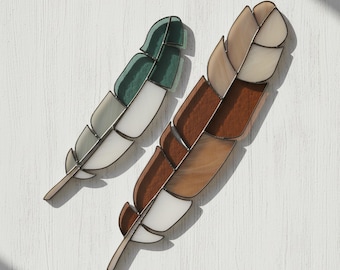 Feather Suncatcher Stained Glass Pattern: DIY Modern Decor (PDF/JPEG)