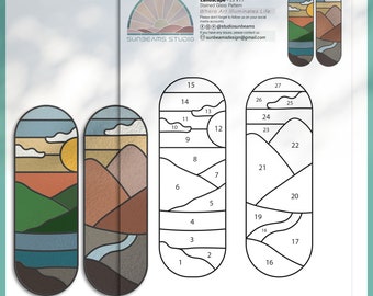 Landscape Stained Glass Pattern, Modern Suncatcher, Diy Stained Glass