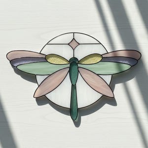 Motif de vitrail libellule 2 : attrape-soleil moderne à faire soi-même (PDF et JPEG)