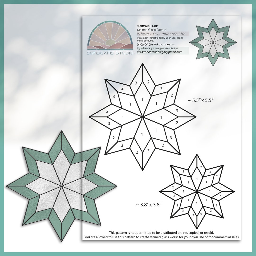 Snowflake Glass Pattern, Modern Suncatcher, Diy Stained Glass - Etsy snowflake-glass-pattern-modern-suncatcher-diy-stained-glass-etsy