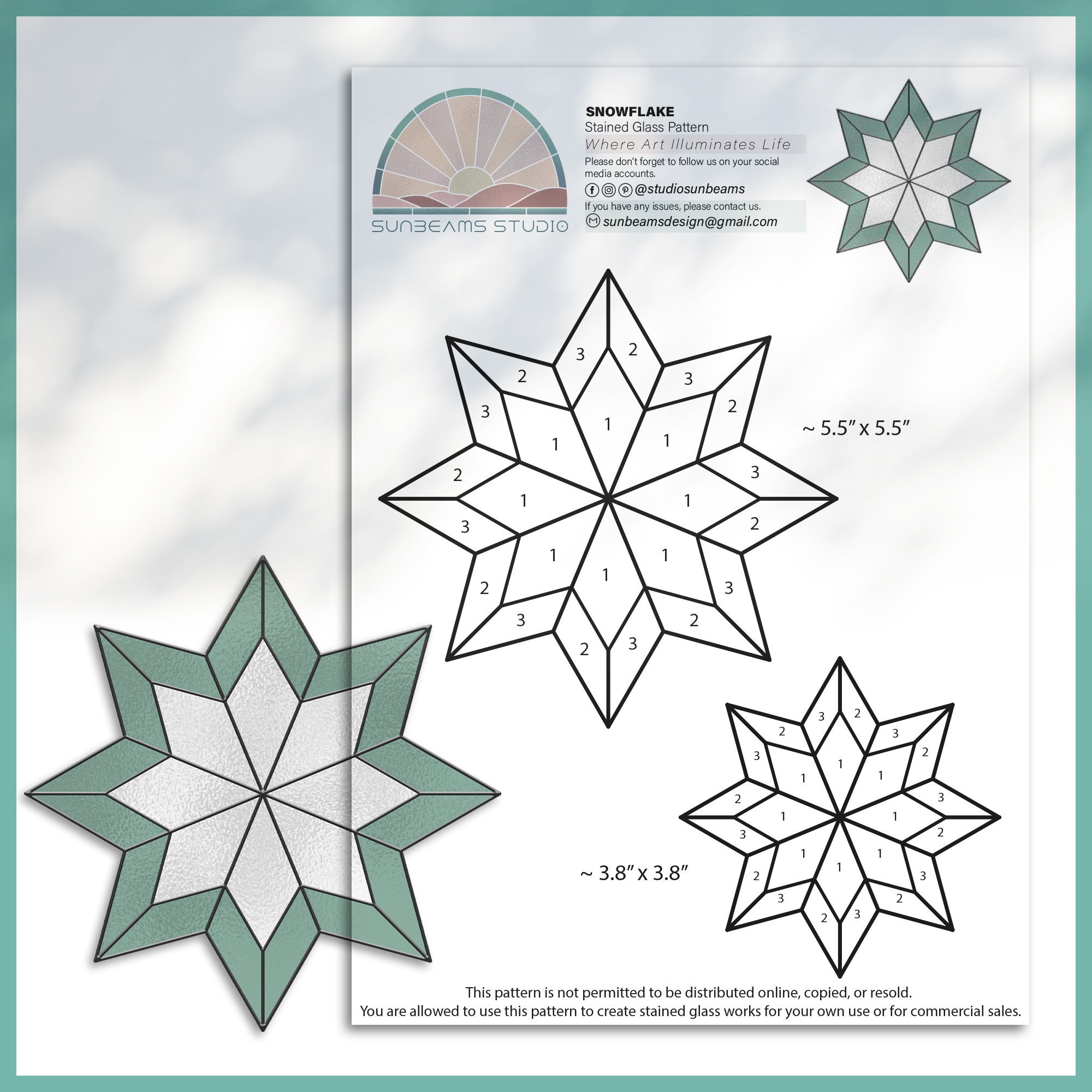 snowflake-glass-pattern-modern-suncatcher-diy-stained-glass-etsy