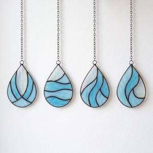 Water Drop Stained Glass Pattern Set: Teardrop Suncatcher DIY (PDF/JPEG)