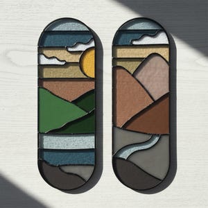 Landscape Stained Glass Pattern: Modern Suncatcher DIY (PDF/JPEG)