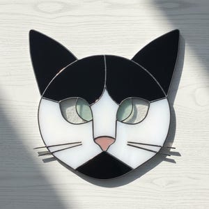 Cat Suncatcher Stained Glass Pattern: Modern DIY Craft (PDF & JPEG)