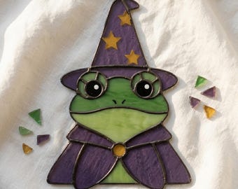 Patrón de vidriera de rana maga: Atrapasueños de Halloween para hacer tú mismo (PDF/JPEG)