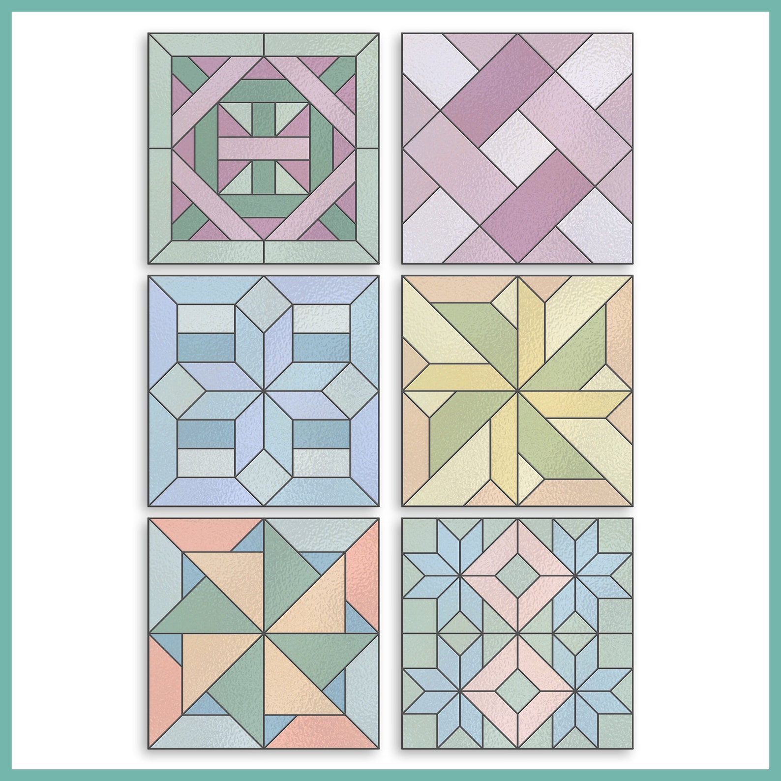 Geometric Glass Pattern Bundle, Modern Suncatcher Pack, Diy Stained ...