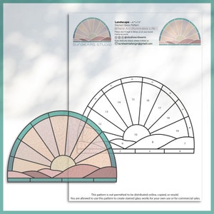 Landscape Stained Glass Pattern, Modern Suncatcher, Diy Stained Glass