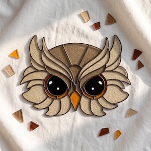 Owl Eyes Stained Glass Pattern: Modern Suncatcher (PDF & JPEG)