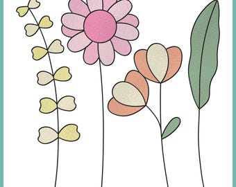 Padrão de vitral com buquê de flores: Faça você mesmo um apanhador de sol moderno (PDF e JPEG)