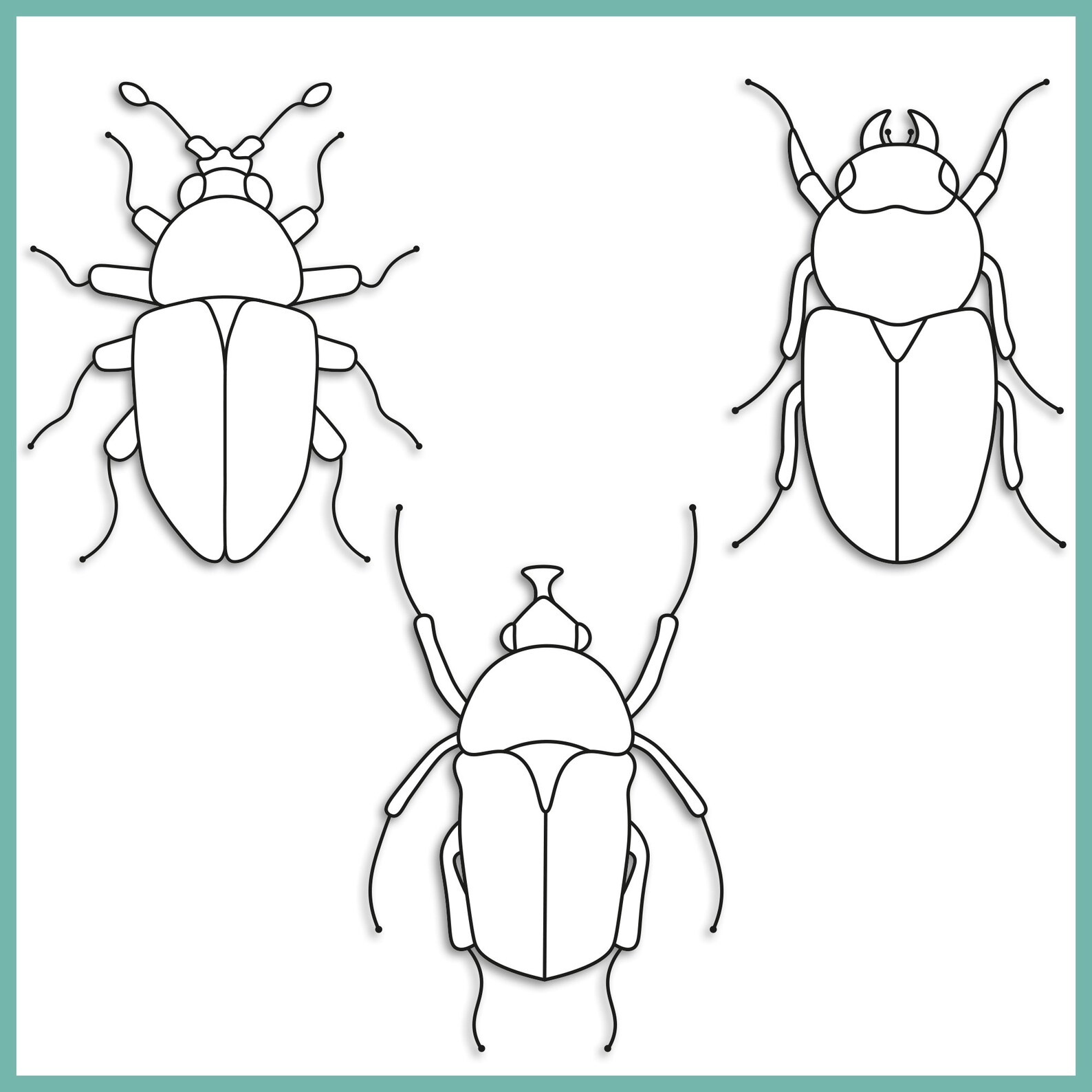 3 Beetles Stained Glass Patterns Bundle, Insect Modern Suncatcher Pack ...