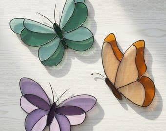 Triple Butterfly Stained Glass Pattern: Modern Suncatcher DIY (PDF/JPEG)