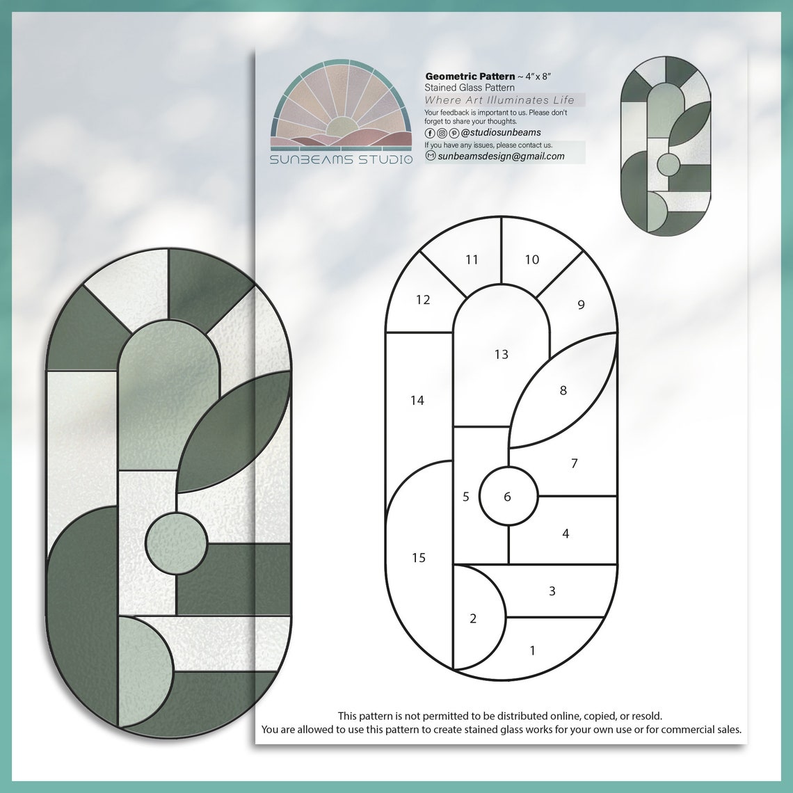 Geometric Stained Glass Pattern: Modern Suncatcher DIY (PDF & JPEG) - Etsy