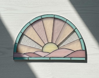 Padrão de vitral para apanhador de sol com paisagem (PDF e JPEG)