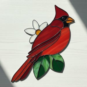 Cardinal Bird Stained Glass Pattern: DIY Suncatcher (PDF/JPEG)