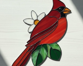 Cardinal Bird Stained Glass Pattern: DIY Suncatcher (PDF/JPEG)