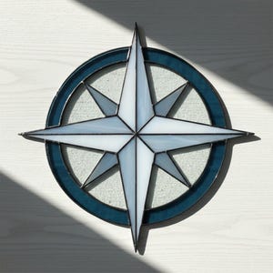 Compass Stained Glass Pattern: Modern Suncatcher DIY (PDF/JPEG)