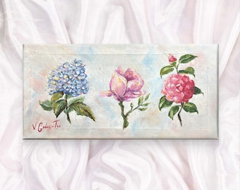 Breton Blossom Panorama - Serie floral 'Jardin de Cornélia', Acrílico sobre lienzo, 60 x 30 cm