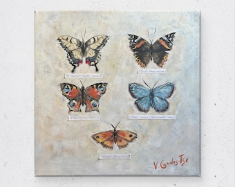 Pintura panorámica de mariposas: arte acrílico inspirado en la naturaleza de Bretaña