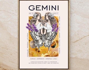 Póster del zodiaco Géminis: Impresión astrológica para la temporada de Géminis