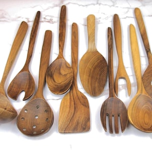 10-Piece Walnut Wood Cooking Utensil Set, 10-Piece Walnut Wood Kitchen Utensil Set, Wooden cooking utensils, Walnut ladle, wooden utensils