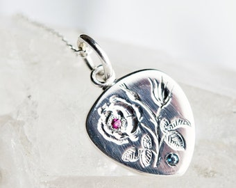 Mourning necklace | miscarriage rainbow baby stillborn baby child loss remembrance | funeral grief flower jewelry | intaglio engraved charm