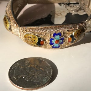 Vintage flower and ladybug bracelet rare 1930's Chinese export gilt with enamel jewelry Art Deco nature hinged bracelet good luck image 8