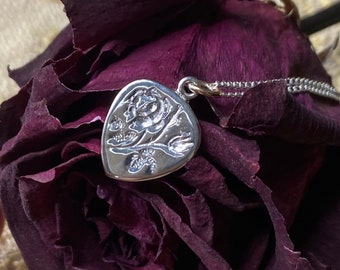 Mourning necklace | miscarriage rainbow baby stillborn baby child loss remembrance | funeral grief flower jewelry | intaglio engraved charm