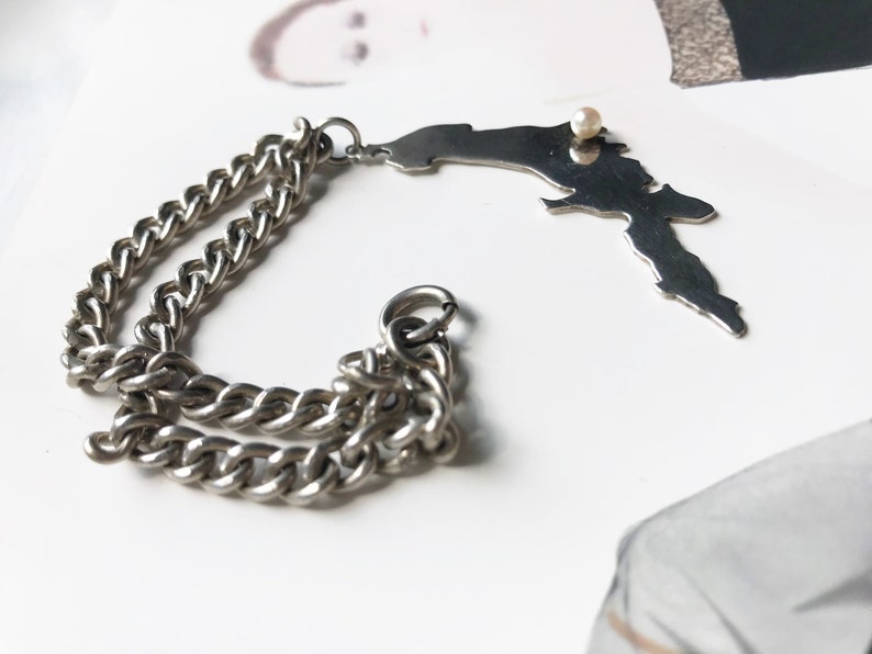 Bracciale perle a cuore della seconda guerra mondiale Giappone Profilo di argento di 1940 ' s della donna del bracciale in Giappone gioielli di cimeli di guerra Gioielli di Tokyo immagine 2