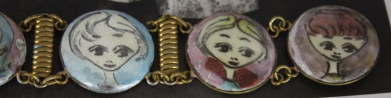 Vintage enamel panel bracelet | lady girl fun cam… - image 3