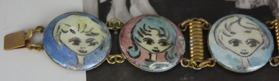 Vintage enamel panel bracelet | lady girl fun cam… - image 4