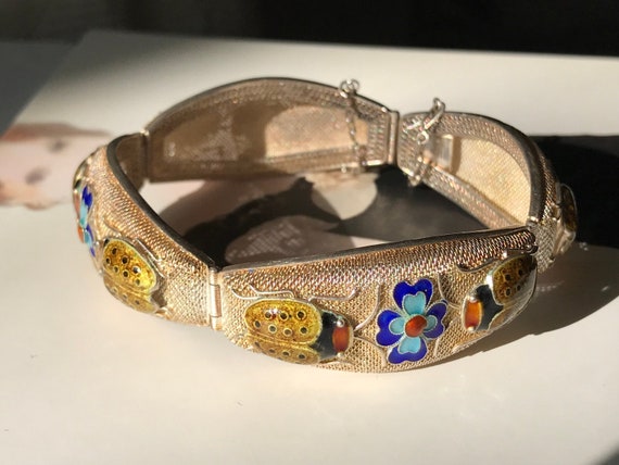 Vintage flower and ladybug bracelet | rare 1930's… - image 1