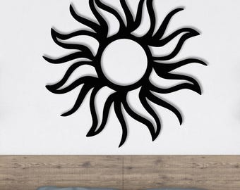 Bohemian Sun Silhouette Decor, Artistic Metal Sun Wall Hanging, Geometric Sun Ray Metal Art, Sun Metal Wall Art, Housewarming Gift