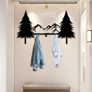 MOUNTAIN PINE RACK, Metal Coat Hanger, Wall Hook, Hat Rack, Entryway Organizer, Large Wall Decor, Metal Home Decor, Housewarming Gift