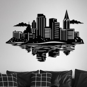 Metal City Skyline Wall Art: Modern Urban Silhouette Decor