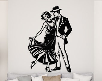 Tango Lovers Metal Wall Art: Couple Dancing Home Decor