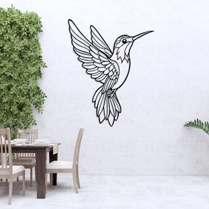 Arte de pared de metal con pájaros, decoración de colibríes, letrero de pájaro, arte de pared minimalista, póster de animales, regalo para mamá, regalo para ella, decoración de pared bohemia.