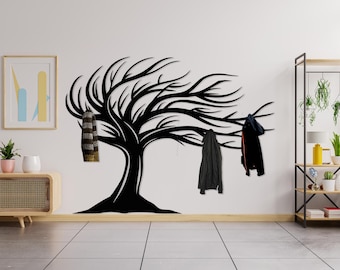 Large Tree Coat Rack Wall Mount, Metal Coat Rack, Metal Wall Hanger,  Modern Entryway Organizer, Wall Decor Hooks, Metal Wall Art