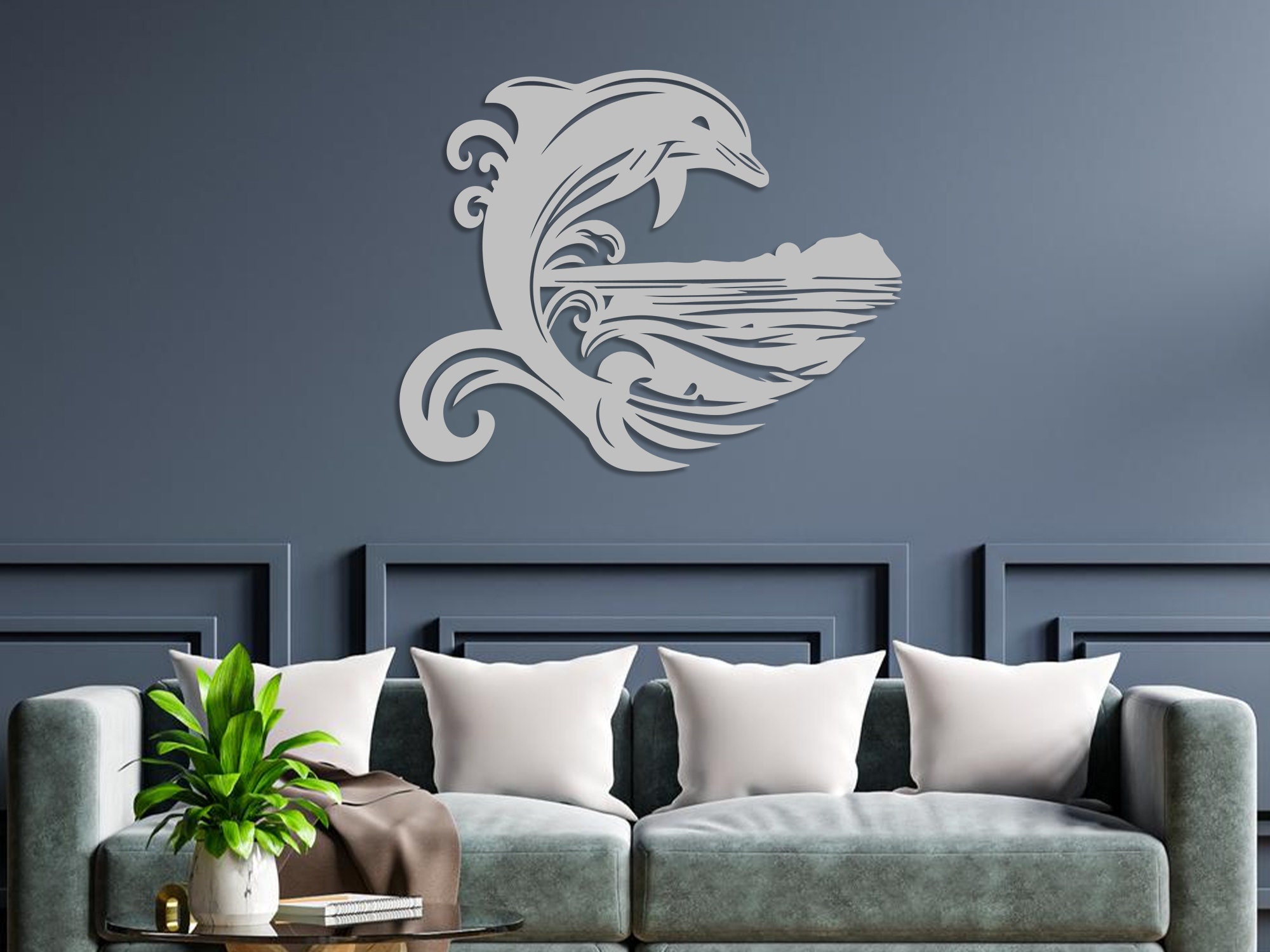 Blue Metal Dolphin Wall Art – Dorset Gifts – Nautical gift shop on