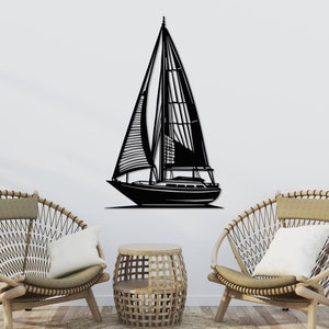 Metal Sailboat Sign, Coastal Wall Hangings, Sun Sea Wall Decor, Sailboats Metal Wall Art, Livingroom Decor, Gift for Dad, Ocean Lovers Gift