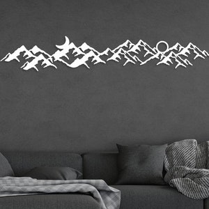 Metal Mountain Wall Art: Moon & Sun, Nature Decor