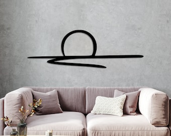 Arte de pared de metal con puesta de sol, decoración sencilla de atardecer, regalo moderno para el hogar, escultura de metal única, arte lineal, diseño para interiores y exteriores, idea de regalo perfecta