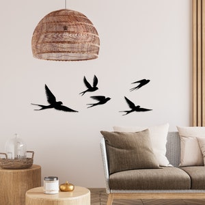 Bandada de pájaros en vuelo, Arte mural de metal, Decoración de pared con pájaros de metal, Decoración del hogar, Letrero de pájaros, Juego de 5 pájaros, Adornos de pared con pájaros, Arte de pájaros