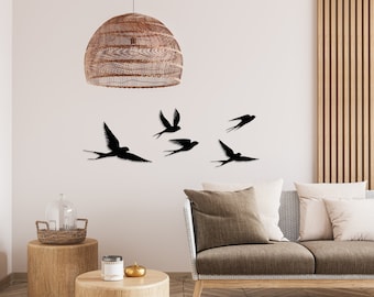 Bando de pássaros voando, arte de parede em metal, decoração de parede com pássaros em metal, decoração para casa, placa de pássaros, conjunto de 5 pássaros, tapeçarias de parede com pássaros, arte com pássaros