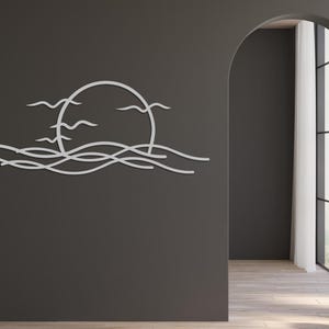 Sea Wave Metal Wall Art silver color