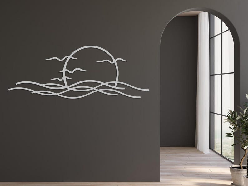 Sea Wave Metal Wall Art silver color