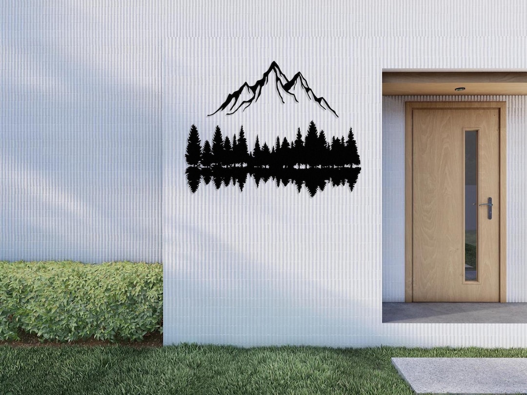 Mountain and Forest Metal Wall Art, Hill and Trees Metal Wall Decor ...