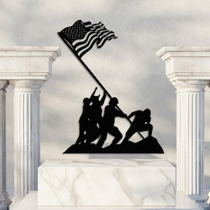 Metalen muurkunst Amerikaanse vlag: decor patriottische soldaten