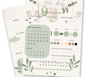 Babytipkaartenset voor babyshowerherinneringen - Groen